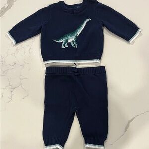 Janie and Jack Blue Sweater with Dinosaur Design